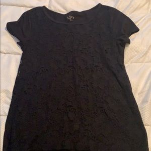 Black lace front lined t-shirt